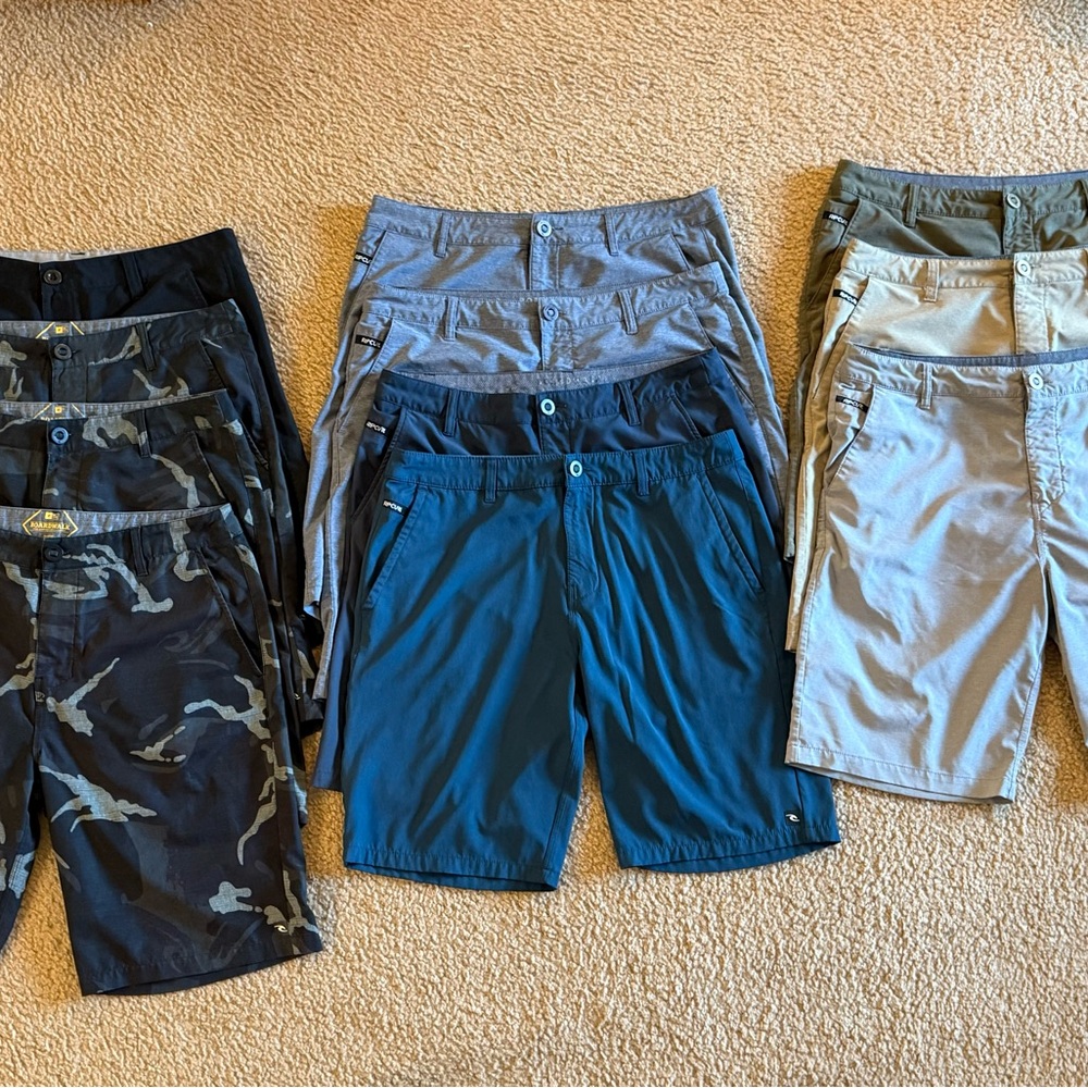RIP CURL Men's Shorts in Black,Black/Grey Camo,Navy Blue,Heather Blue,Green,Tan